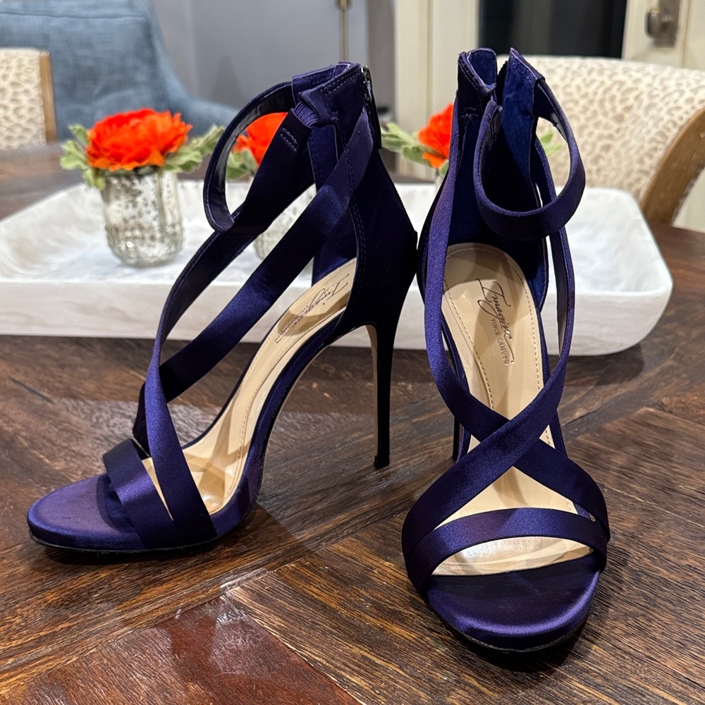 Vince Camuto Deep Royal Purple Satin Stiletto Sandals/Heels LIKE NEW!